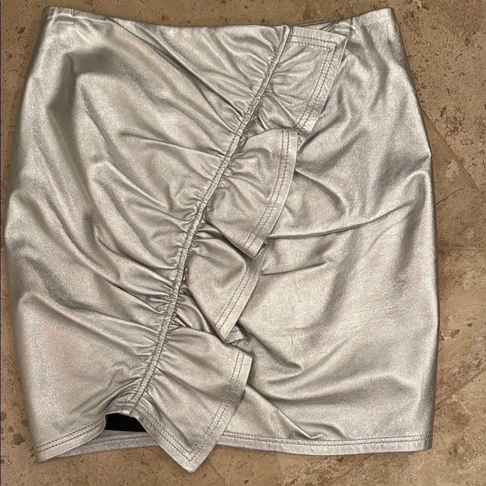 A.L.C. Metallic Silver Asymmetrical Skirt